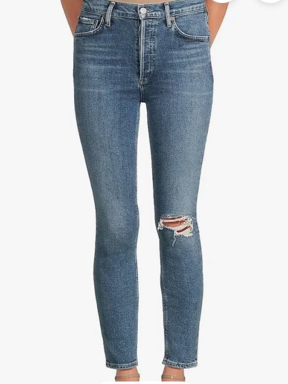 Agolde Nico High-Rise Slim Straight Jeans in Medium Blue